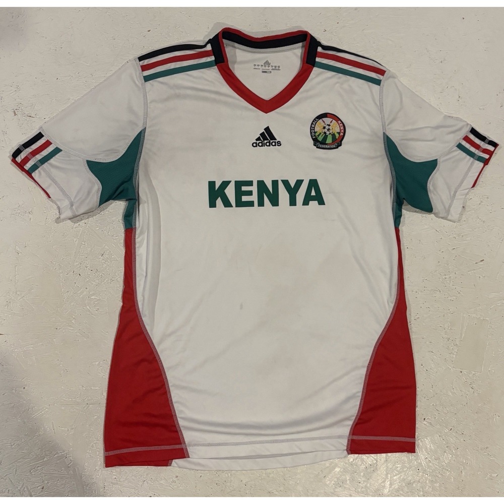 Adidas Kenya Soccer Jersey Mens Large White Football Federation Climacool